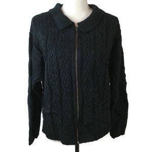 Jennifer Moore Zip Up Sweater Size L Black